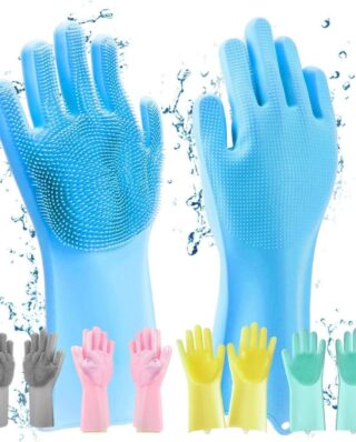 2pcs - Silicone Washing Full Finger Gloves For Home & Kitchen (Random Colors)