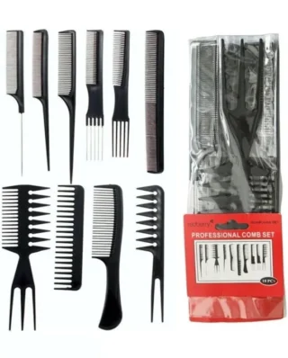 Hair Comb Set Professional Saloon – Pack of 10 Tail Comb Kit Hair Cutting Comb Set