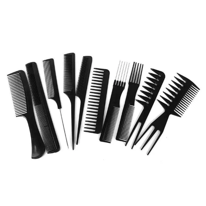 Hair Comb Set Professional Saloon – Pack of 10 Tail Comb Kit Hair Cutting Comb Set