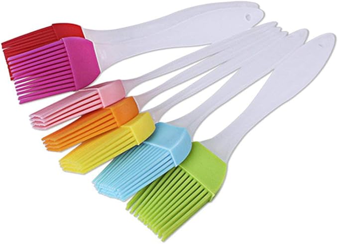 Pack of 6 - Silicone Pastry Basting BBQ Brush | Oil Butter Cream Spreading Brush (Random color)