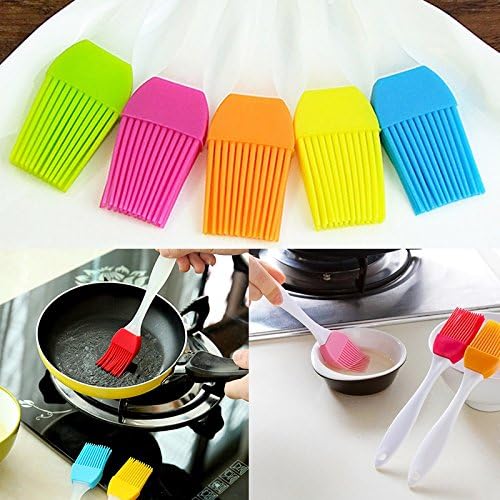 Pack of 6 - Silicone Pastry Basting BBQ Brush | Oil Butter Cream Spreading Brush (Random color)