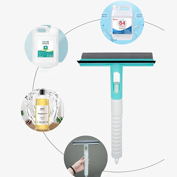 3 in 1 Spray, Sponge and Wipe Multifunctional Glass Cleaning Brush Wiper for Car, Bathrooms, Kitchens, and Living Rooms (random color)