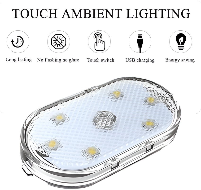 Universal RGB Touch Car Led Interior Lights, USB Rechargeable | Self Adhesive Portable Led Lights for Cars RVS and Trucks