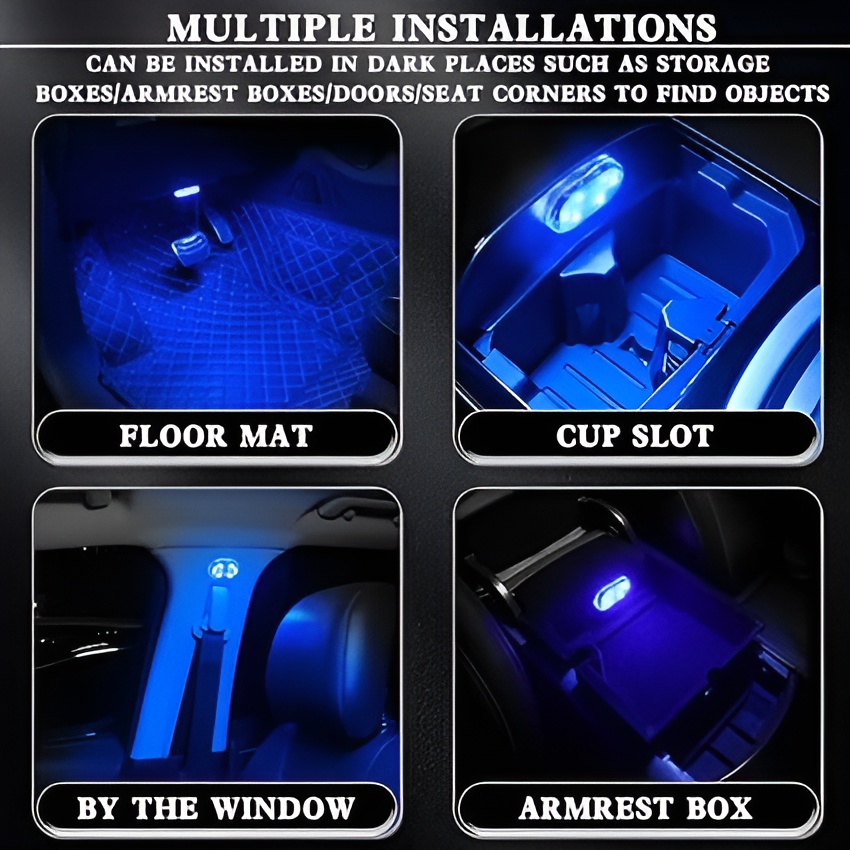 Universal RGB Touch Car Led Interior Lights, USB Rechargeable | Self Adhesive Portable Led Lights for Cars RVS and Trucks