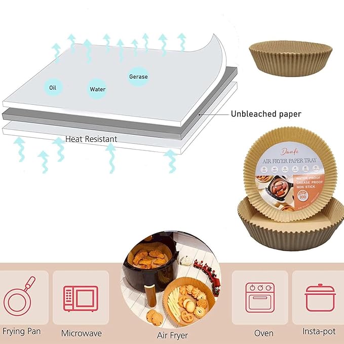 Multi-Purpose Non-Stick Air Fryer Disposable Liners Paper (Pack of 50)