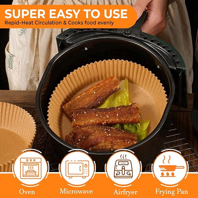 Multi-Purpose Non-Stick Air Fryer Disposable Liners Paper (Pack of 50)