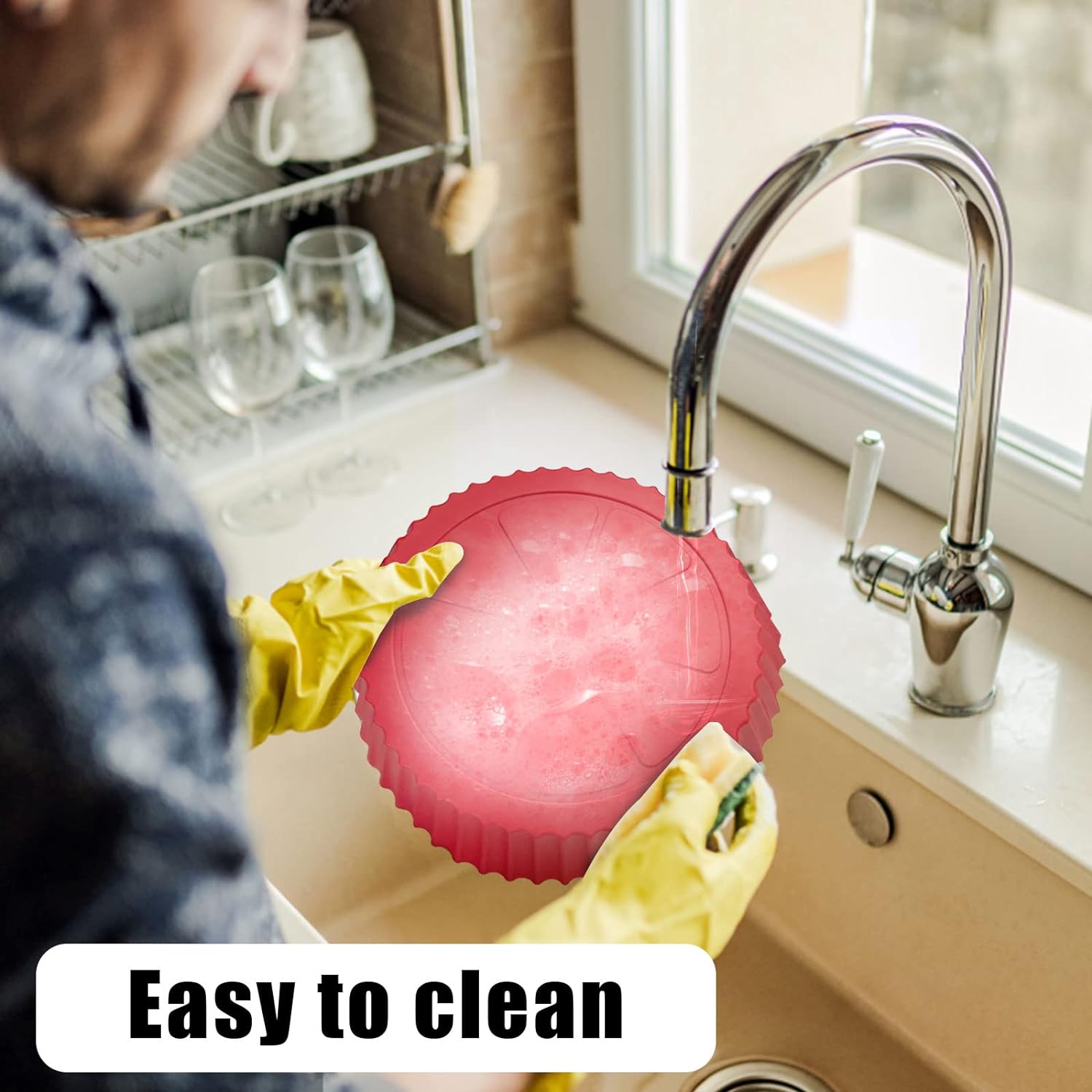 (1 pcs )Air Fryer Tray Silicone Liners | Silica Gel Baking Tray | Silicone Round Air Fryer Liner With Handle Non-stick Heat Resistant (Random color) - Image 7