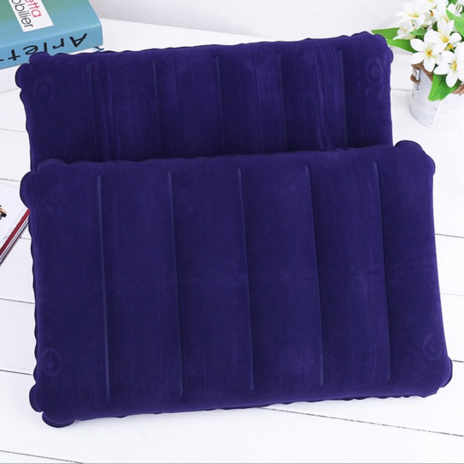 Inflatable Flocked Velvet Camping Sleeping Travel Pillow