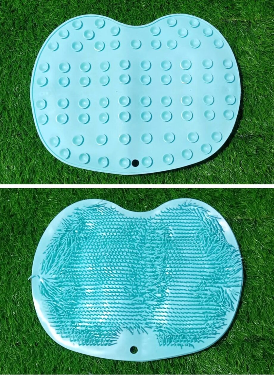 Shower Foot & Back Scrubber Mat, Wall Stick Suction Silicone Bathroom Scrubber (Random color)