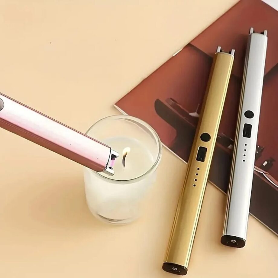 Gas Lighter  Long with New Slide Out Design  USB Gas Lighter Rechargeable with LED Display, Plasma Arc Lighter (Random color)
