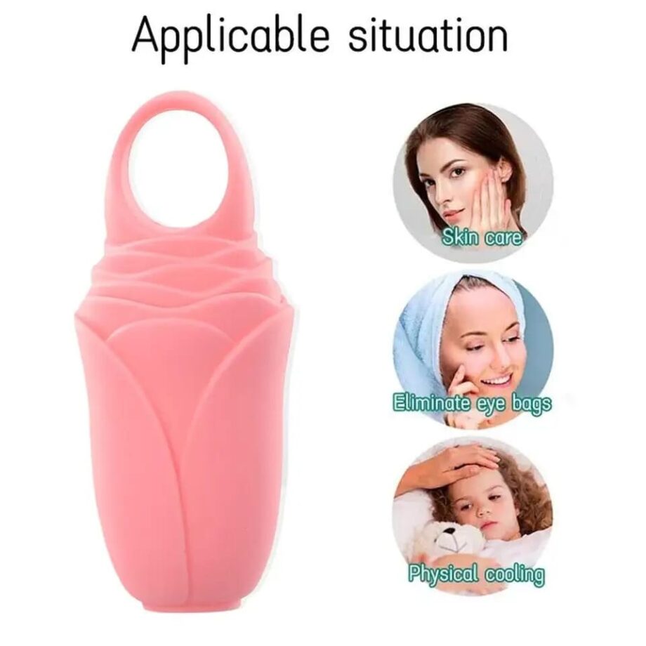 Rose Shape Silicone Facial Ice Roller For Face | Enhance Skin Glow Shrink &Tighten Pores (Random Color)