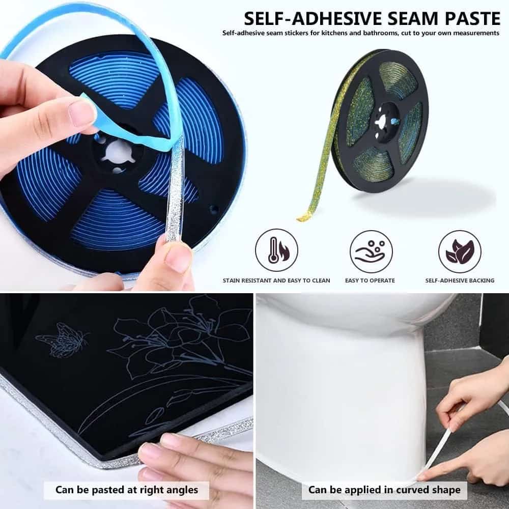 Self Adhesive Seam Sticker Sealant Tape,Tile Gap Tape Waterproof Seam Decorative Sticker Decorative Tap, Tables, Edging Tiles For Kitchen And Bathrooms - 10 Meter (Random color)