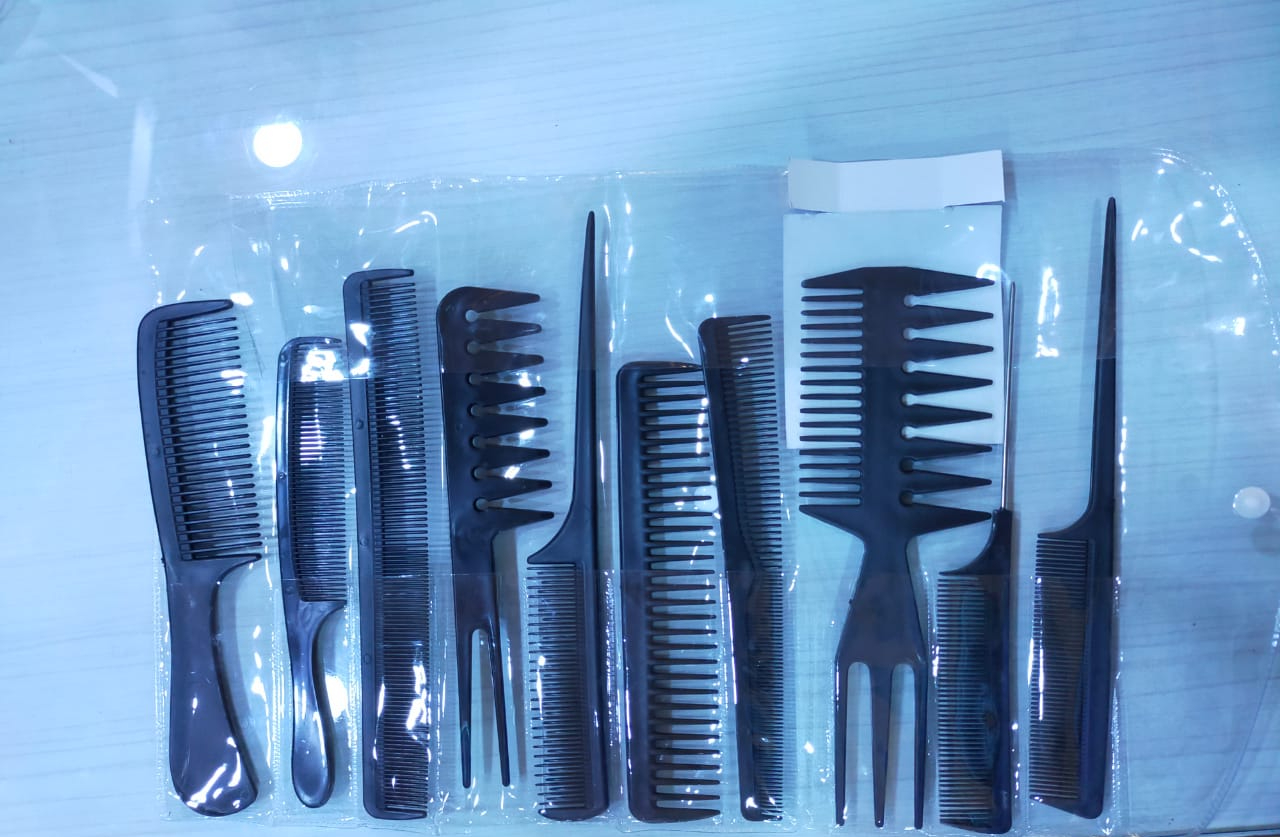 Hair Comb Set Professional Saloon – Pack of 10 Tail Comb Kit Hair Cutting Comb Set