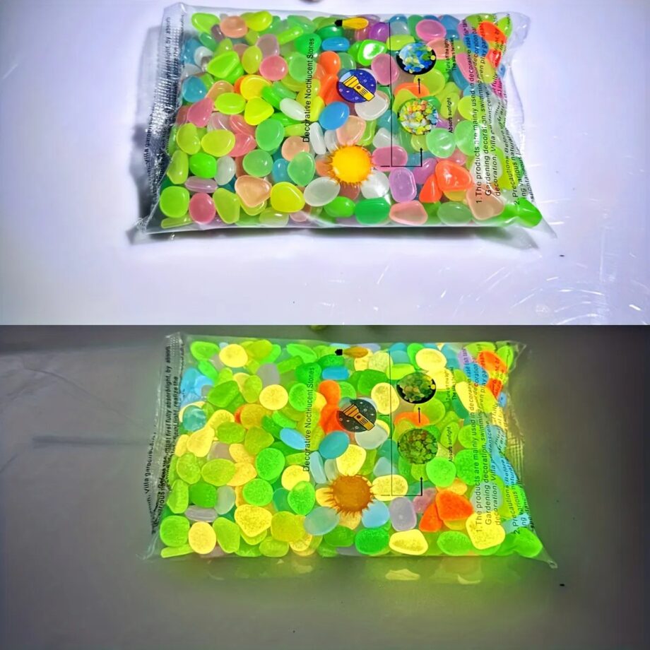 100 Pieces Glow In The Dark Pebbles, Resin Luminous Stones For Landscape, Garden Paths, Potted Plants, Parks, Aquarium Decor (Random color)