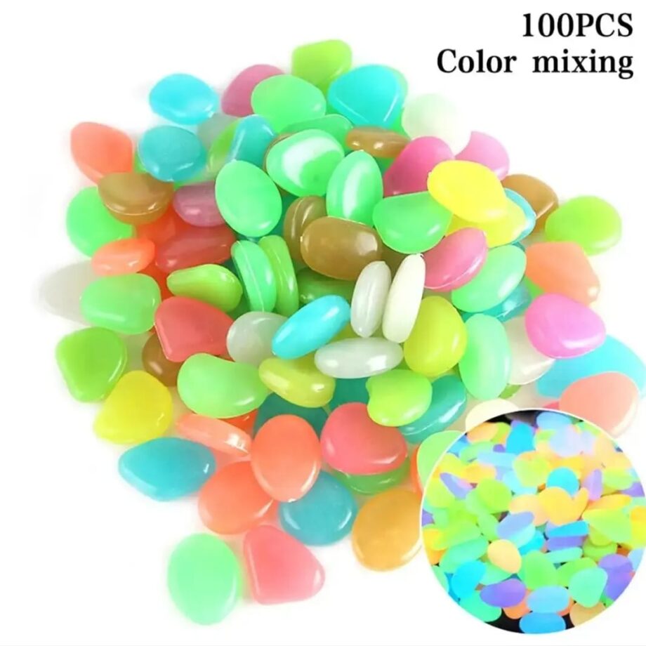 100 Pieces Glow In The Dark Pebbles, Resin Luminous Stones For Landscape, Garden Paths, Potted Plants, Parks, Aquarium Decor (Random color)