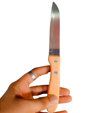 Stainless Steel Kitchen Knife with Wooden Plain Handle