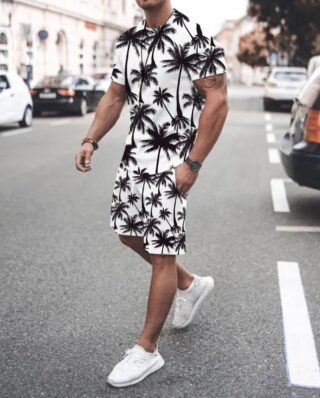 TRACKSUIT SUMMER NEW ARRIVAL TREE SELF PRINTED SHIRT & SHORT