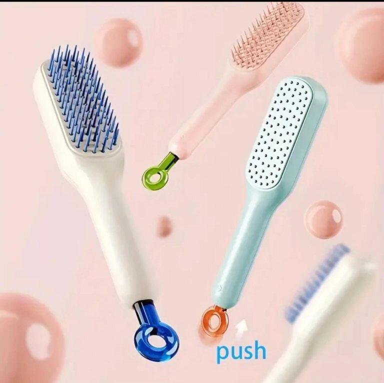 Self Cleaning Hair Brush, One-click Cleaning Telescopic Hair Comb –(without box) (random Color)