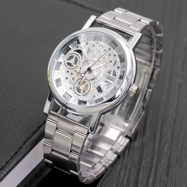 Luxury Stainless Steel Band Casual Skeleton Watch For Men