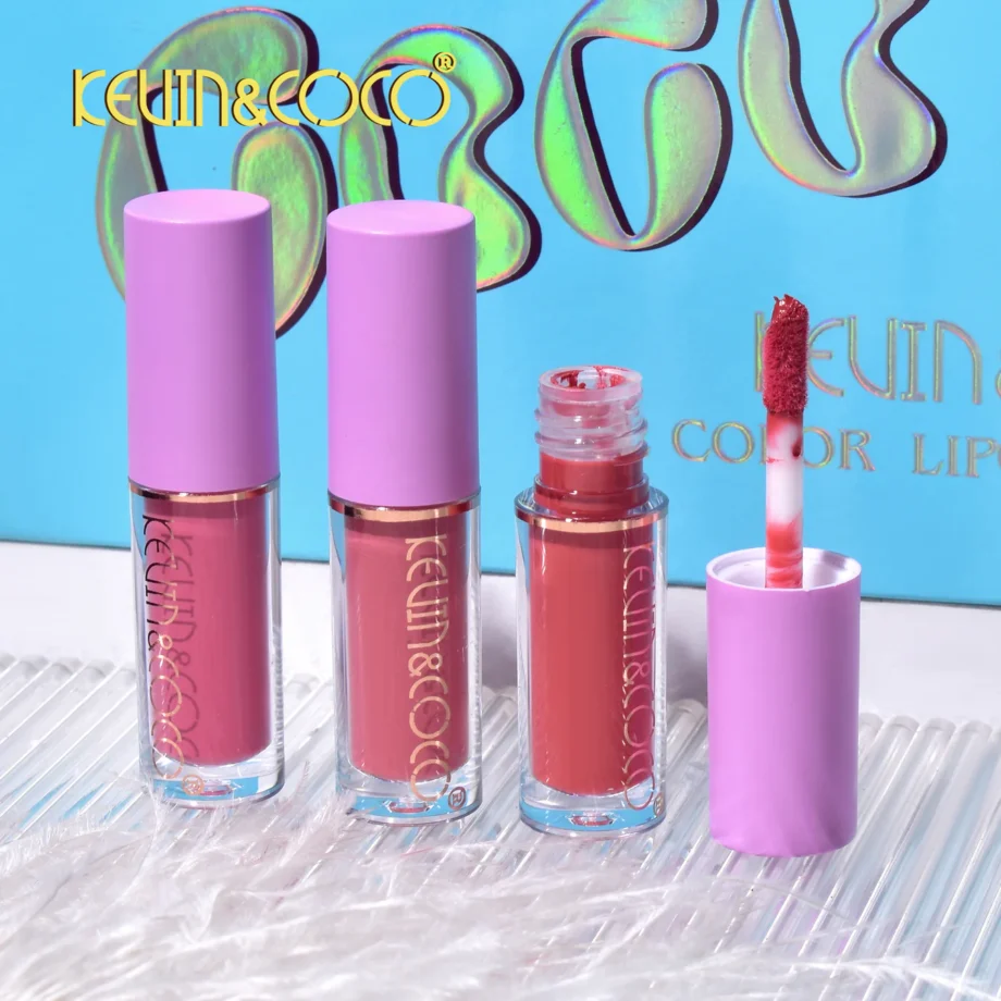 Set 12 Lip Gloss Kevin&Coco, nuante de rosu si rose, cutie dreptunghiulara, 26.5x16.5x2.2 cm, 200 g, multicolor