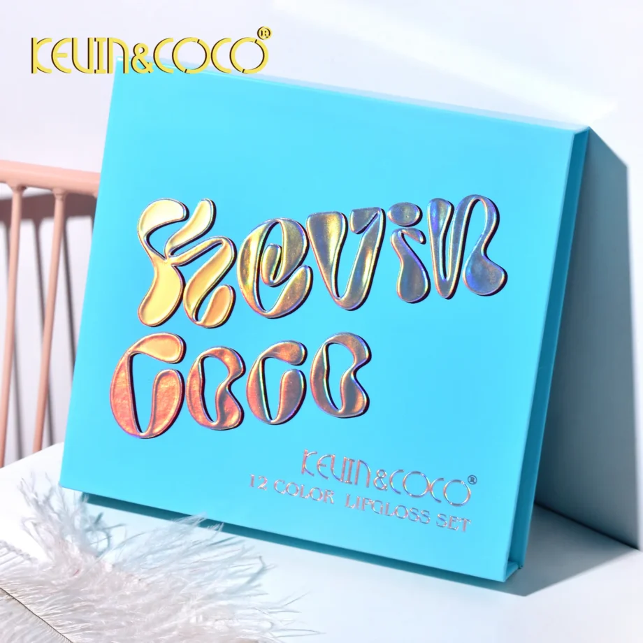 Set 12 Lip Gloss Kevin&Coco, nuante de rosu si rose, cutie dreptunghiulara, 26.5x16.5x2.2 cm, 200 g, multicolor