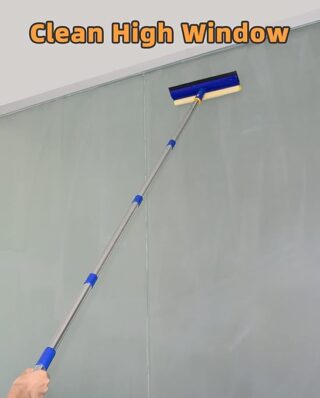 2-in-1 Squeegee & Sponge Mop Long Handle Window Cleaning Kit Household Squeegee with Extension Pole for Cleaning 12 Fit Height