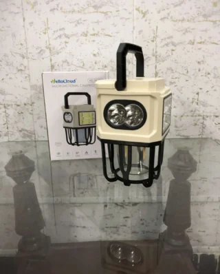 HelloCloud Multifunctional Camping Light Dual Bright & Warm Modes Solar & USB Rechargeable Lantern with Power Bank(HC-7677A)