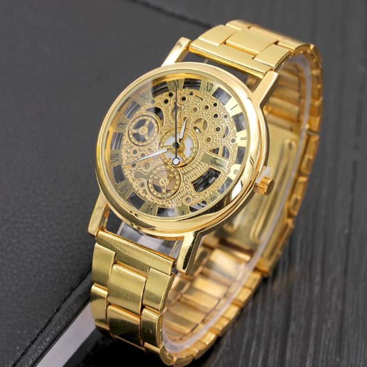 Luxury Stainless Steel Band Casual Skeleton Watch For Men