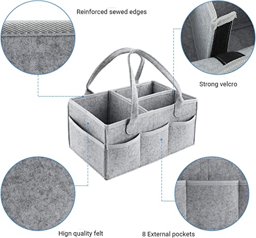 Baby Diaper Caddy Organizer Bag-Portable Storage Basket, Essential Bag (gray color) - Image 5