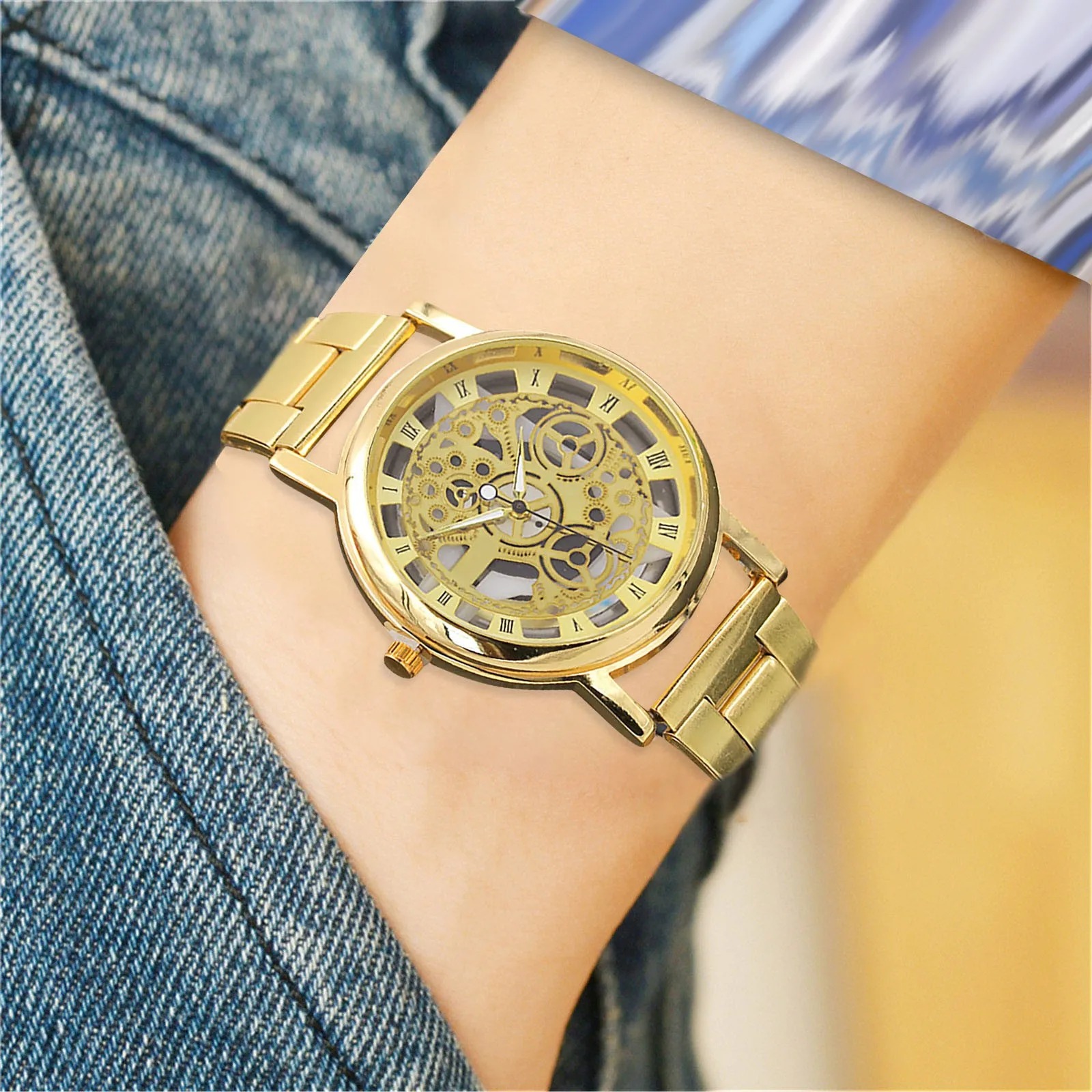 Luxury Stainless Steel Band Casual Skeleton Watch For Men