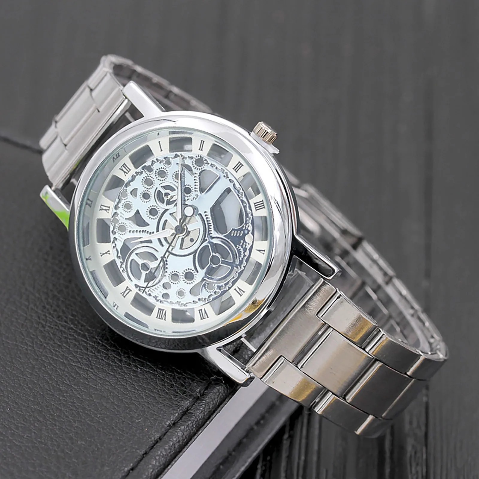 Luxury Stainless Steel Band Casual Skeleton Watch For Men