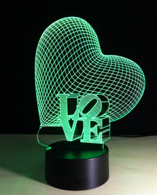 Mesmerizing 3D LOVE Heart LED Lamp – Perfect for Romantic Ambiance and Unique Décor