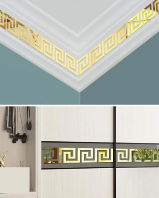 Building Border/Versace Border/ Versachi Border Acrylic Mirror Sticker with Adhesive for Wall Decor and home, Office Decor Wall Stickers