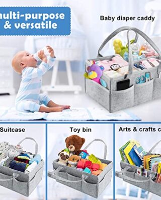 Baby Diaper Caddy Organizer Bag-Portable Storage Basket, Essential Bag (gray color)