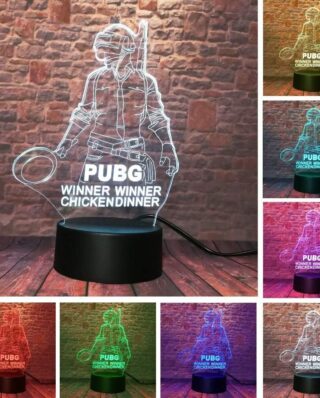 PUBG 3D LED Night Light – Winner Winner Chicken Dinner Themed Gaming Lamp