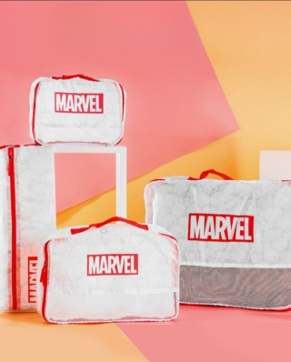 4 PCs Set Marvel Travel bag Set Travel Storage Bag (red and white)