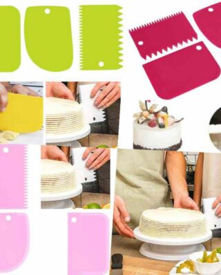 3PCS/Set DIY Cake Cream Scraper Set Cake Decorating Tools Multifunctional Irregular Teeth Edge Kitchen Baking Tool(Pack of 3)