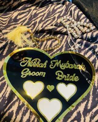 NIKAH THUMB BOARD HEART SHAPE, NIKAH REGISTERATION BOARD , ISLAMIC WEDDING SIGNATURE BOARD