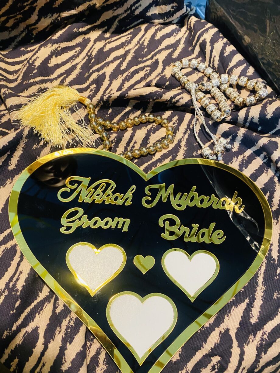 NIKAH THUMB BOARD HEART SHAPE, NIKAH REGISTERATION BOARD , ISLAMIC WEDDING SIGNATURE BOARD