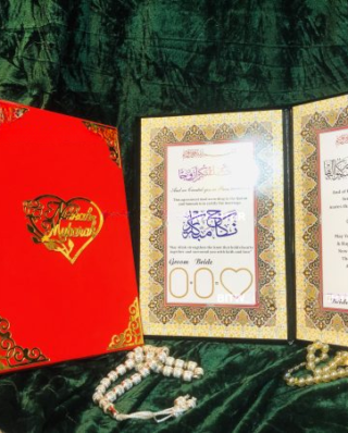 Premium Velvet Nikah Thumbprint Board Book with Golden Acrylic Mirror, Book For Nikah , Nikah Thumb Board Register