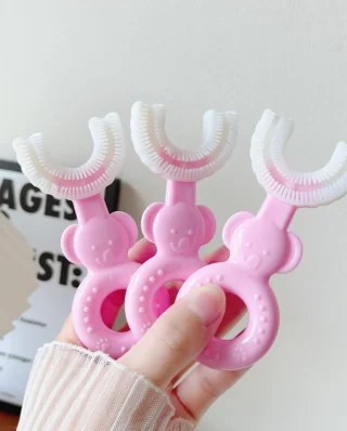 1 PC - 360 Degree U-Shaped Baby Tooth brush Children Child Tooth brush Teeth Brush Silicone Kids Teeth Oral Care Cleaning (random color)