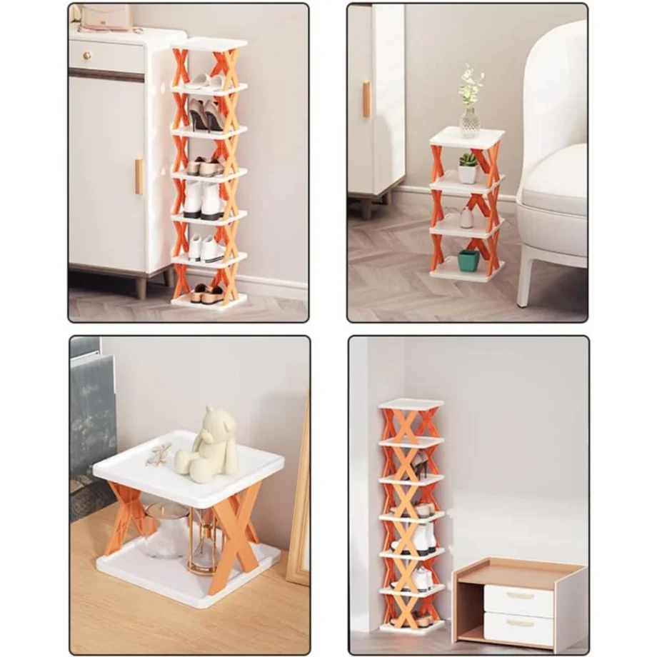 New Arrival Stackable Shoe Rack Multi-layer Storage Shoes Shelf Box Plastic Space Saving Cabinet Shoes Organizer for Entry(5 layer Random Color)
