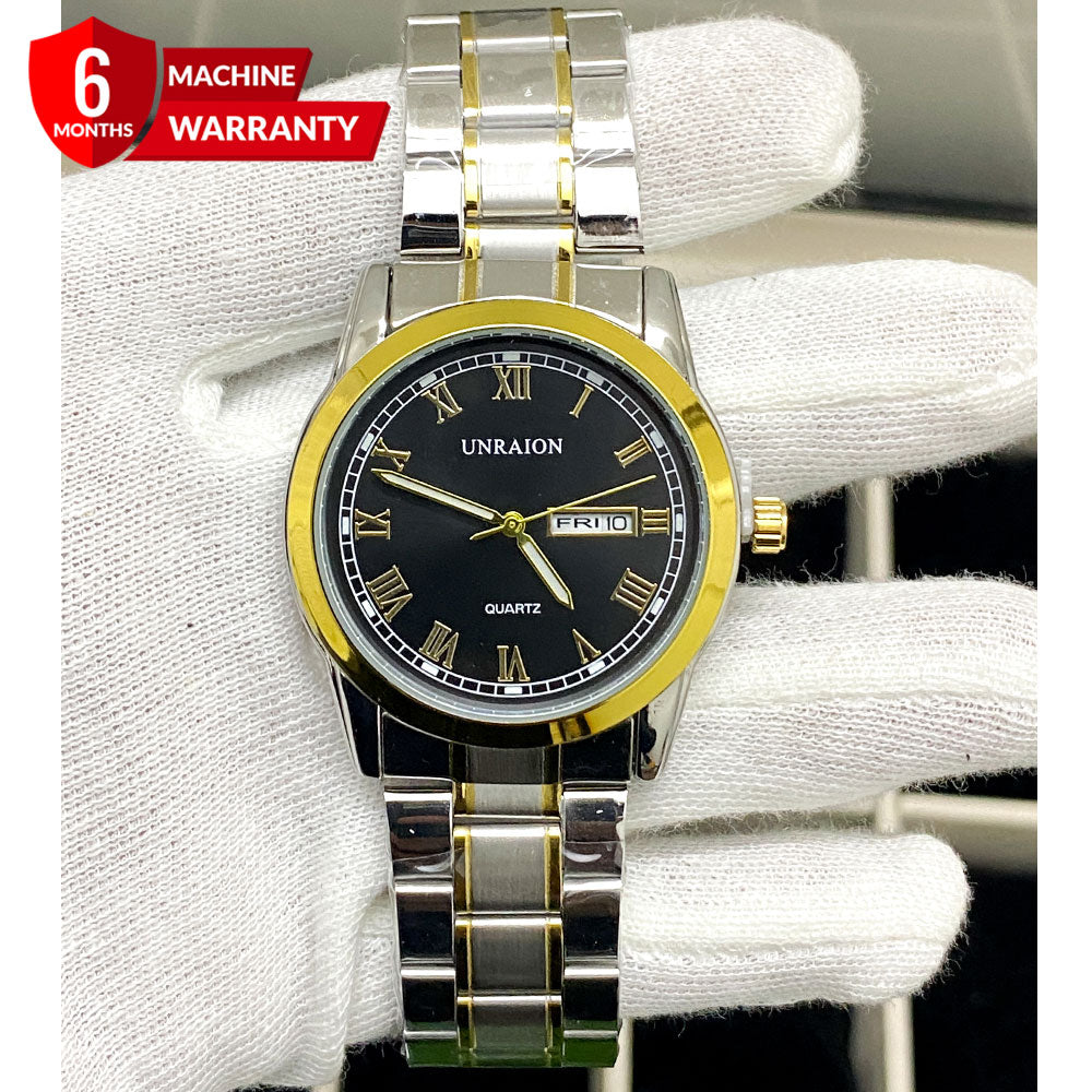 UNRAION Stylish Watch for Men’s Good Quality Stainless Steel Quartz Watch for Boys Luminous Hands Classic Style Chain Watch