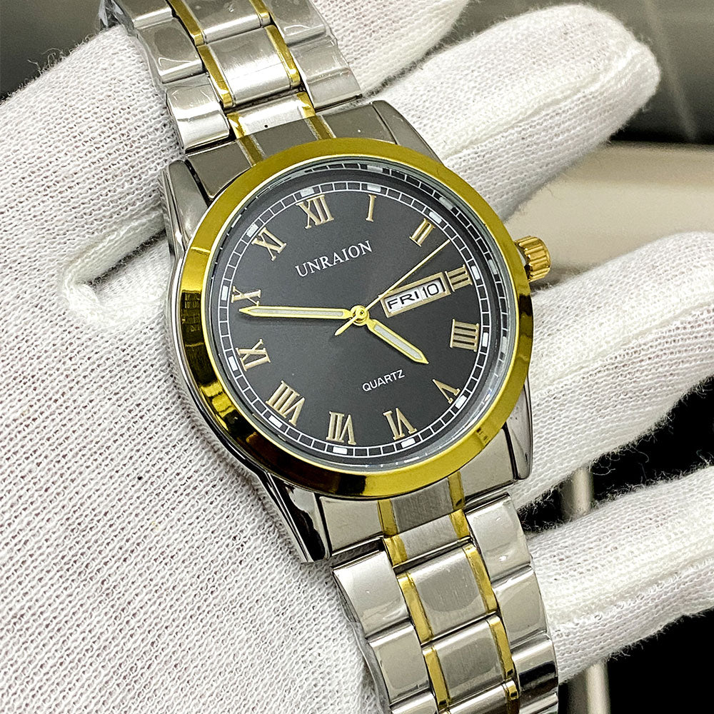 UNRAION Stylish Watch for Men’s Good Quality Stainless Steel Quartz Watch for Boys Luminous Hands Classic Style Chain Watch