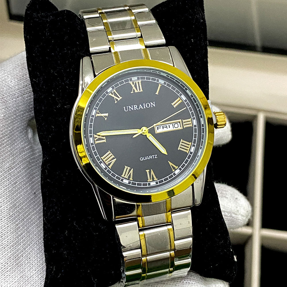 UNRAION Stylish Watch for Men’s Good Quality Stainless Steel Quartz Watch for Boys Luminous Hands Classic Style Chain Watch