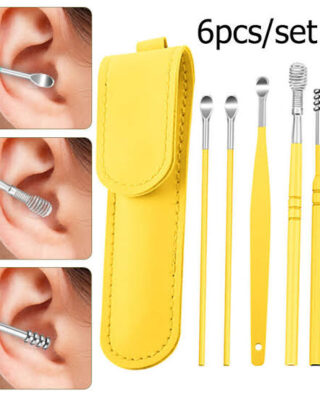 Ear Wax Cleaning Kit, 6 Pcs Ear Pick Tools, Wax Removal Kit, Ear Cleaning Tool Set, Spring Earwax Cleaner Tool Ear Wax Remover( random color)