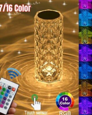 16 Colors Diamond Rose Crystal Touch Lamp Bedside Acrylic Usb Rechargeable Table Lamp