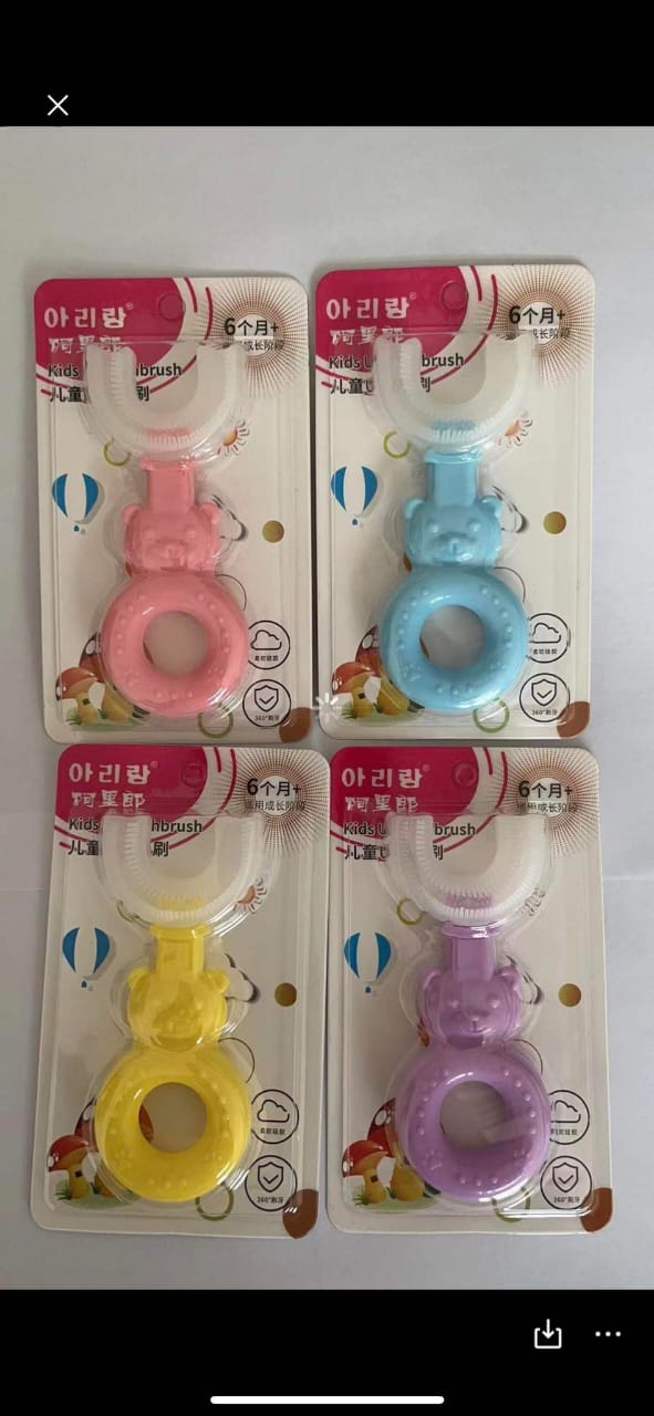 1 PC - 360 Degree U-Shaped Baby Tooth brush Children Child Tooth brush Teeth Brush Silicone Kids Teeth Oral Care Cleaning (random color) - Image 5