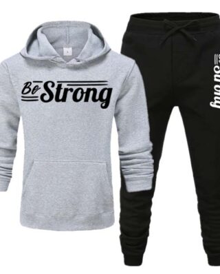 Be Strong Style Printed Winter Hoodie Trouser  Tracksuits For Mens