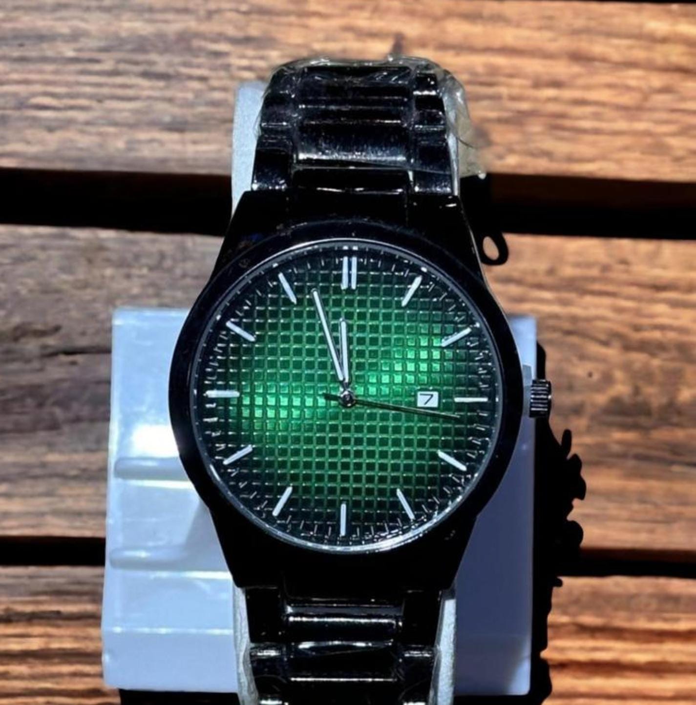 Green Rolex Dial Chain Date Working Men's Watch(With Box)